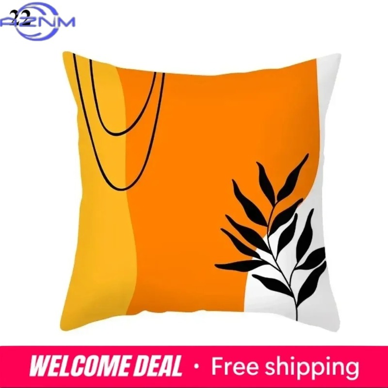 Century Textile & Sewing Supply Photos - غطاء وسادة بوهو برتقالي بتصميم تجريدي،