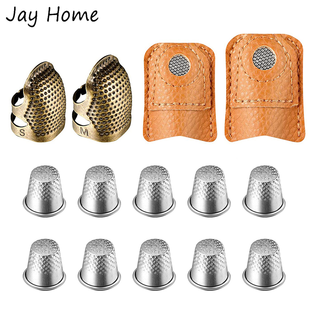 Sewing Thimble Metal - 14 قطعة مجموعة كشتبان الخياطة المعدنية