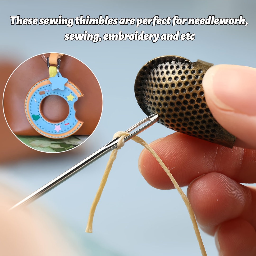 Sewing Thimble Metal - واقيات الأصابع للخياطة، حلقات معدنية قابلة
