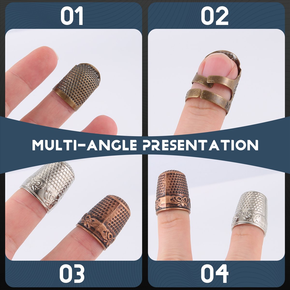 Sewing Thimble Metal - مجموعة من 6 قطع واقيات أصابع
